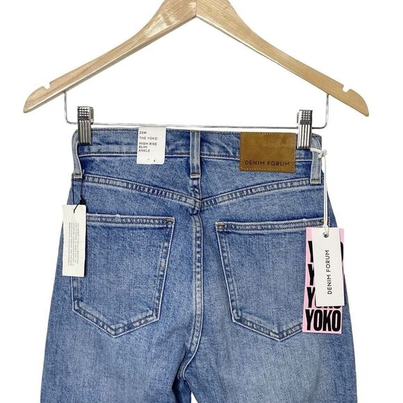 Aritzia Denim Forum Womens Size 23 High Rise Slim Ankle Blue Jeans Button Fly - Picture 6 of 13